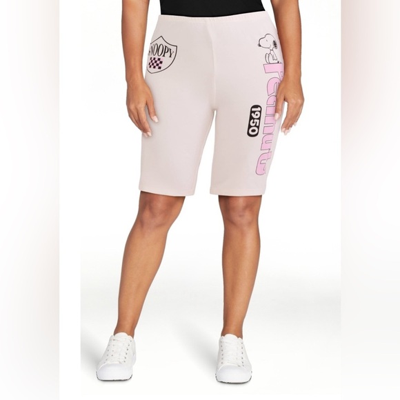Peanuts Pink and White Bike Shorts Athletic Style - Picture 5 of 9